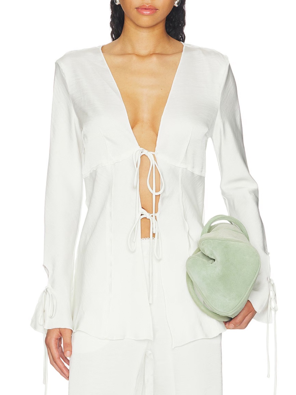 Lioness Cream Tie-Front Long Sleeve